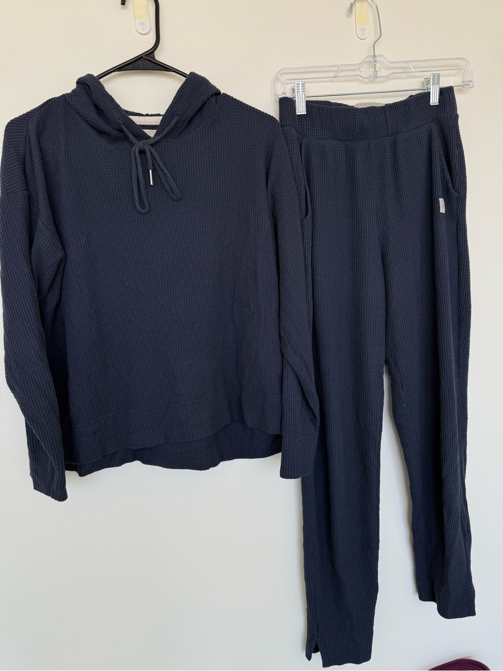Cozy Navy Waffle-Knit Hoodie & Lounge Pants Set
